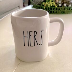 Rae Dunn Meg “Hers” Classic White/Black Lettering -Great Gift